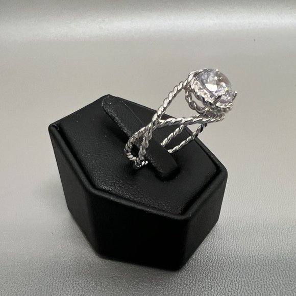 Absolute Size 10 Sterling Silver Cubic Zirconia 120-Facet Round Rope Ring NWT - Picture 6 of 10